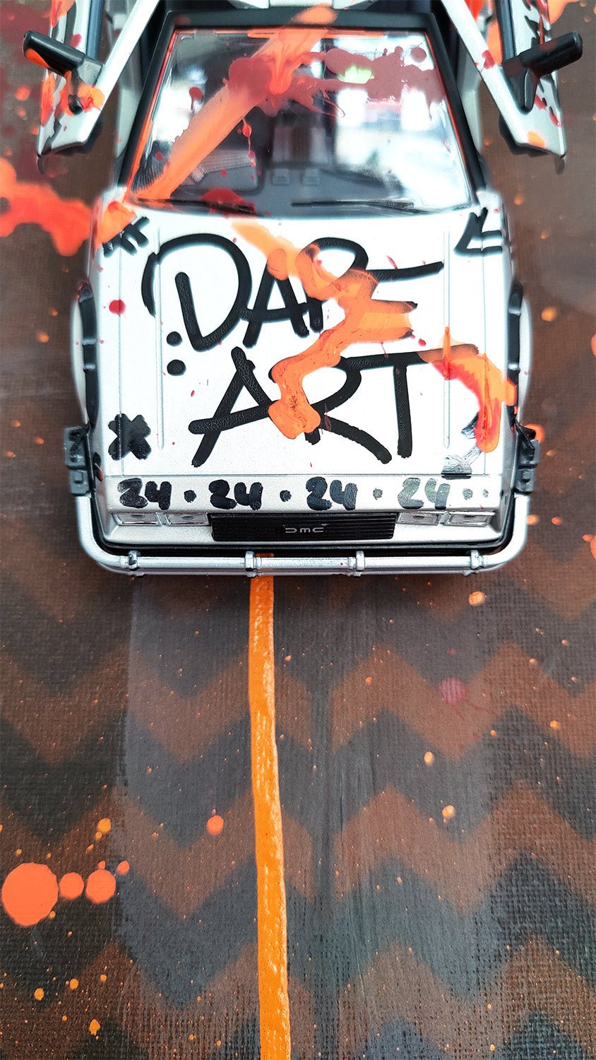 Zurück in die Zukunft – DeLorean als Mixed - Media - Meisterwerk - DAPE - ART - SHOP