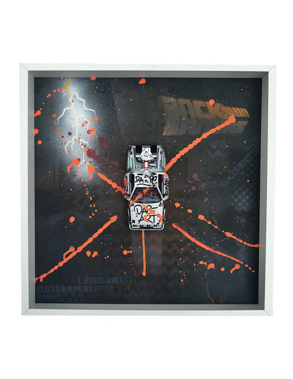 Zurück in die Zukunft – DeLorean als Mixed - Media - Meisterwerk - DAPE - ART - SHOP